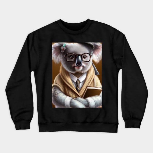 Koala dressed as a librarian, digital art Crewneck Sweatshirt by Stevie26